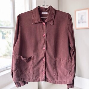 Women's RUSS BERENS Malibu Brown Cotton Twill Chore Jacket Top Sz M/L